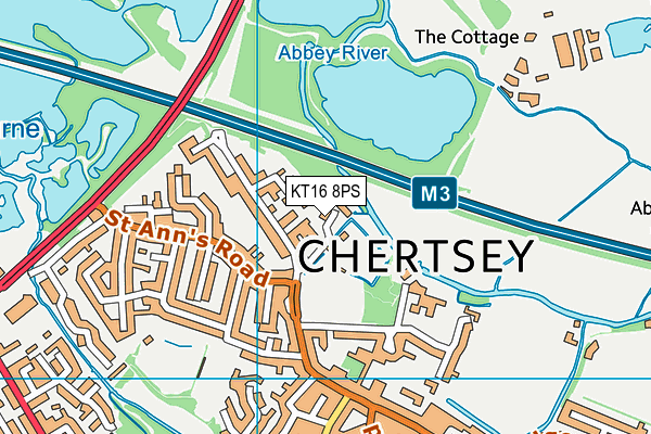 Abbeyfields Recreation Ground map (KT16 8PS) - OS VectorMap District (Ordnance Survey)