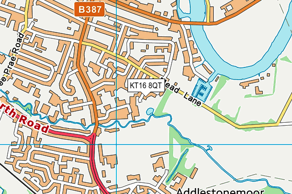 KT16 8QT map - OS VectorMap District (Ordnance Survey)