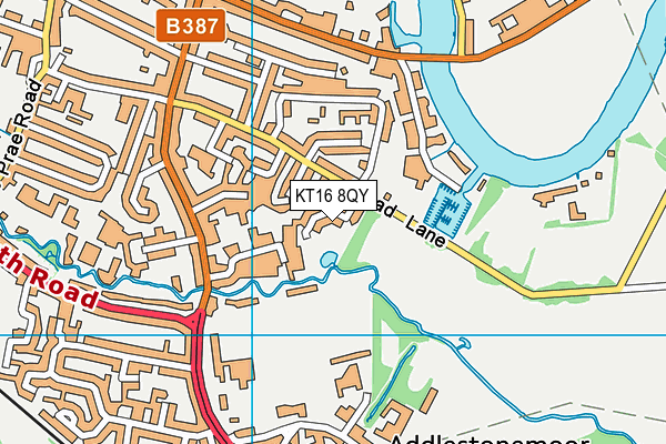 KT16 8QY map - OS VectorMap District (Ordnance Survey)
