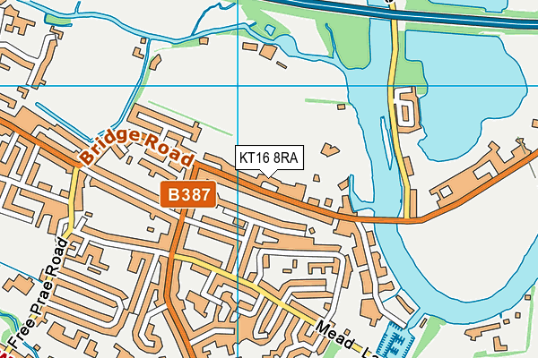 KT16 8RA map - OS VectorMap District (Ordnance Survey)