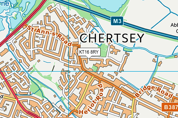 KT16 8RY map - OS VectorMap District (Ordnance Survey)