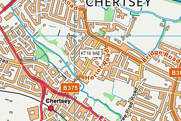 KT16 9AE map - OS VectorMap District (Ordnance Survey)
