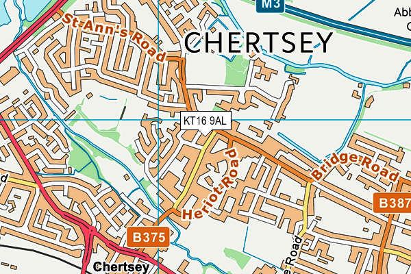 KT16 9AL map - OS VectorMap District (Ordnance Survey)