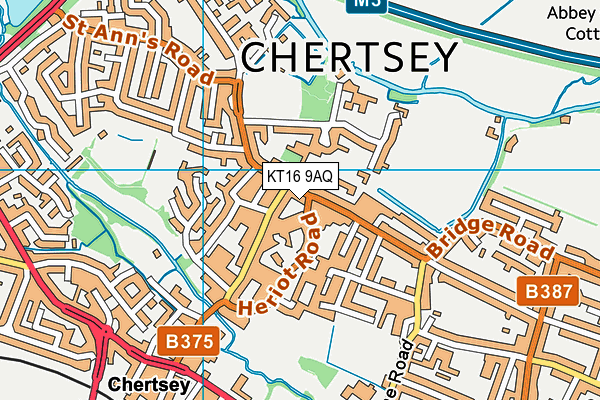 KT16 9AQ map - OS VectorMap District (Ordnance Survey)