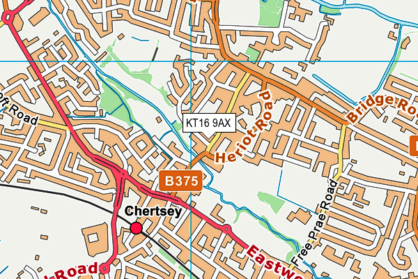 KT16 9AX map - OS VectorMap District (Ordnance Survey)