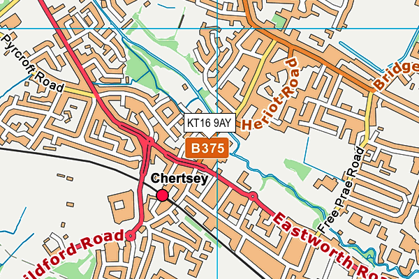 KT16 9AY map - OS VectorMap District (Ordnance Survey)