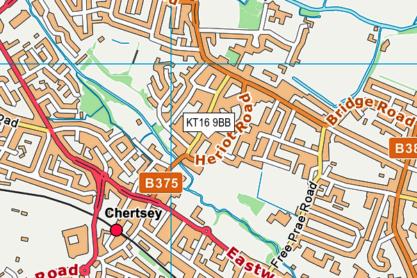 KT16 9BB map - OS VectorMap District (Ordnance Survey)