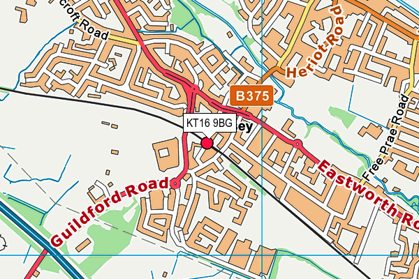 KT16 9BG map - OS VectorMap District (Ordnance Survey)