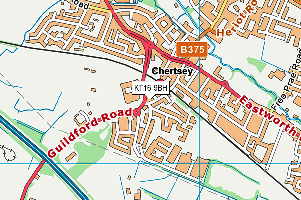 KT16 9BH map - OS VectorMap District (Ordnance Survey)