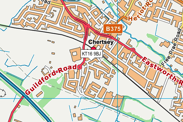 KT16 9BJ map - OS VectorMap District (Ordnance Survey)