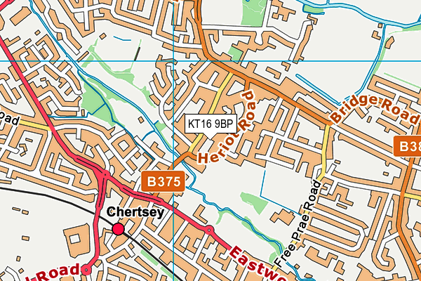 KT16 9BP map - OS VectorMap District (Ordnance Survey)