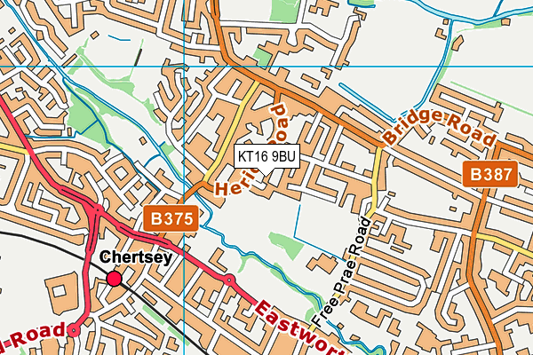 KT16 9BU map - OS VectorMap District (Ordnance Survey)