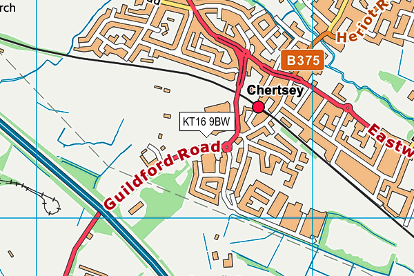 Chertsey Recreation Ground map (KT16 9BW) - OS VectorMap District (Ordnance Survey)