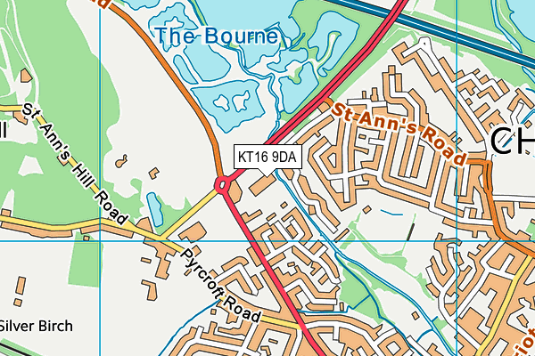 KT16 9DA map - OS VectorMap District (Ordnance Survey)
