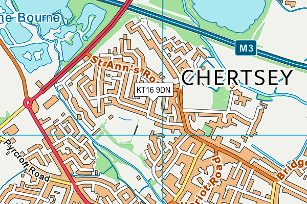 KT16 9DN map - OS VectorMap District (Ordnance Survey)