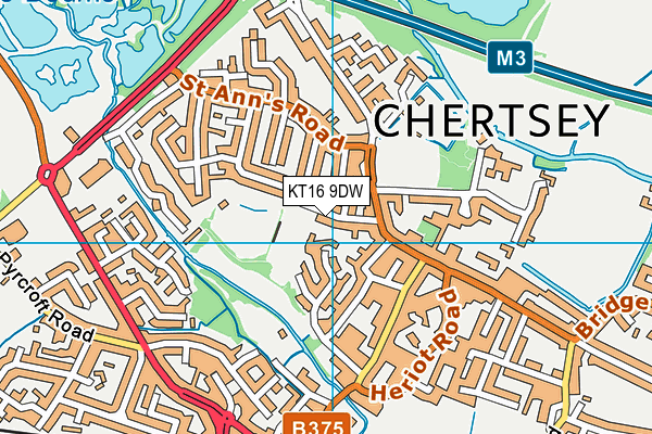 KT16 9DW map - OS VectorMap District (Ordnance Survey)