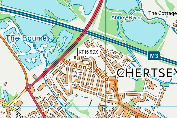 KT16 9DX map - OS VectorMap District (Ordnance Survey)