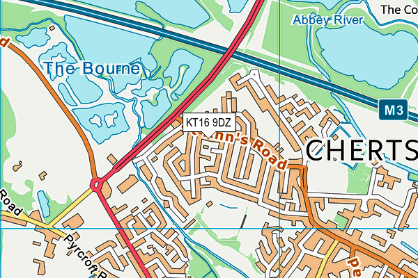 KT16 9DZ map - OS VectorMap District (Ordnance Survey)