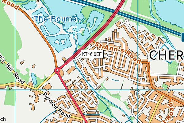 KT16 9EF map - OS VectorMap District (Ordnance Survey)