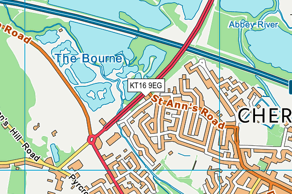 KT16 9EG map - OS VectorMap District (Ordnance Survey)