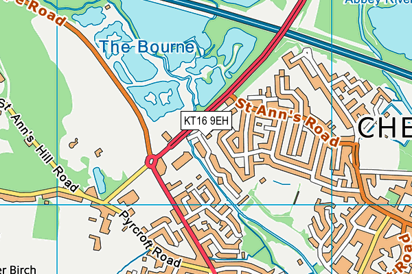 KT16 9EH map - OS VectorMap District (Ordnance Survey)
