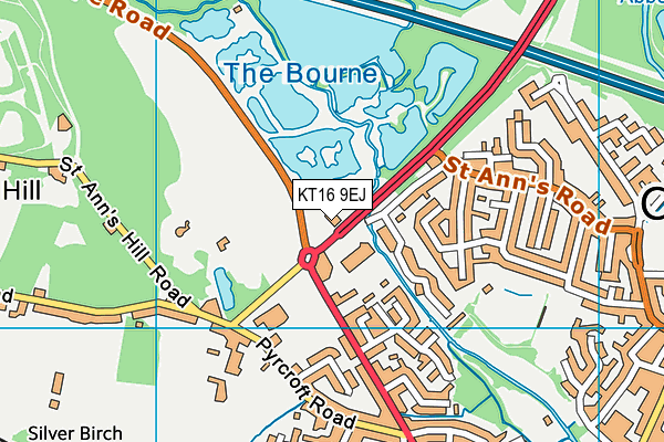KT16 9EJ map - OS VectorMap District (Ordnance Survey)