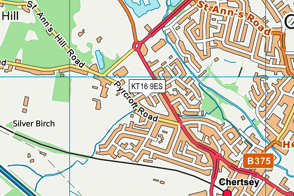 KT16 9ES map - OS VectorMap District (Ordnance Survey)