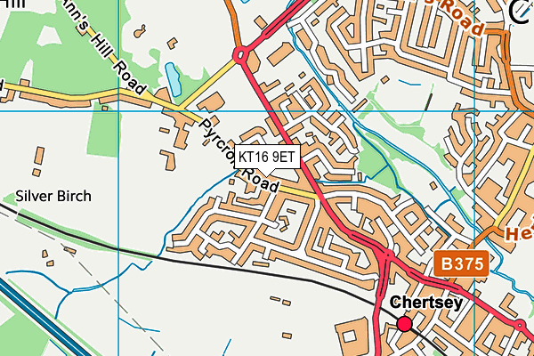 KT16 9ET map - OS VectorMap District (Ordnance Survey)