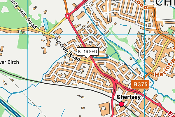 KT16 9EU map - OS VectorMap District (Ordnance Survey)