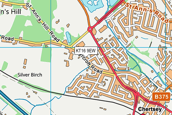 KT16 9EW map - OS VectorMap District (Ordnance Survey)