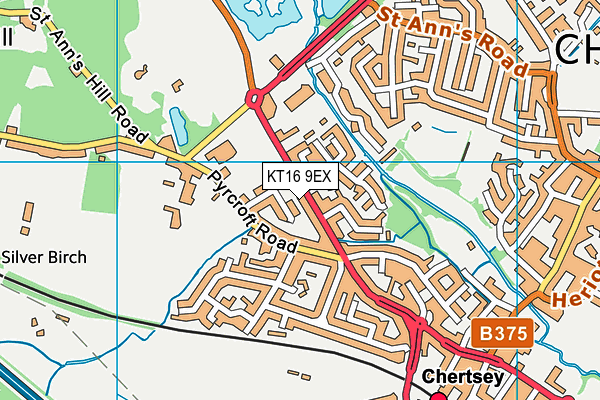 KT16 9EX map - OS VectorMap District (Ordnance Survey)