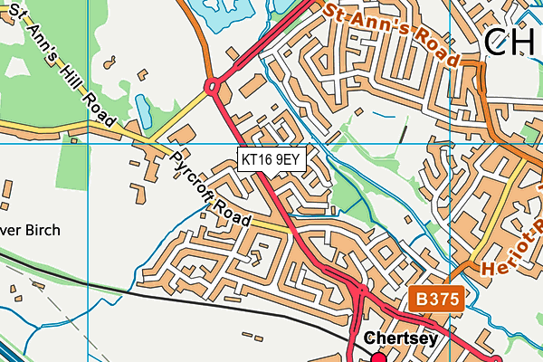 KT16 9EY map - OS VectorMap District (Ordnance Survey)