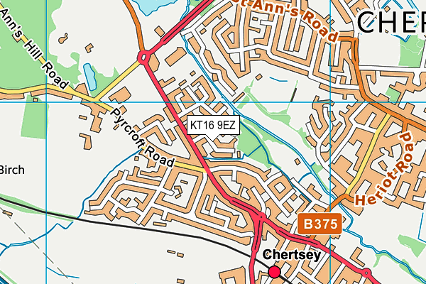 KT16 9EZ map - OS VectorMap District (Ordnance Survey)