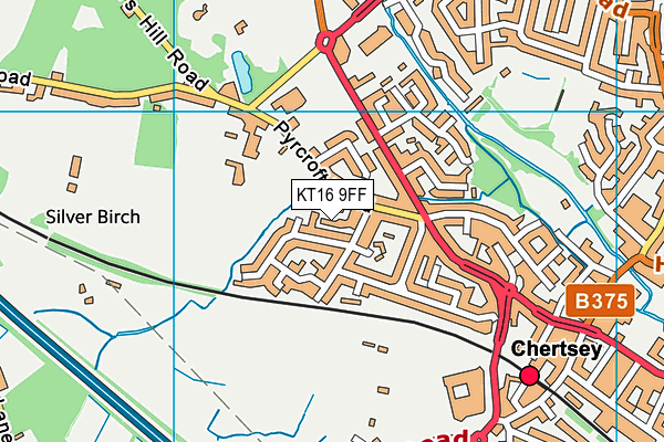 KT16 9FF map - OS VectorMap District (Ordnance Survey)