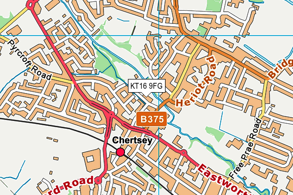 KT16 9FG map - OS VectorMap District (Ordnance Survey)