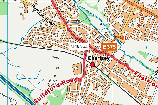 KT16 9GZ map - OS VectorMap District (Ordnance Survey)