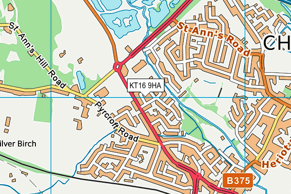 KT16 9HA map - OS VectorMap District (Ordnance Survey)