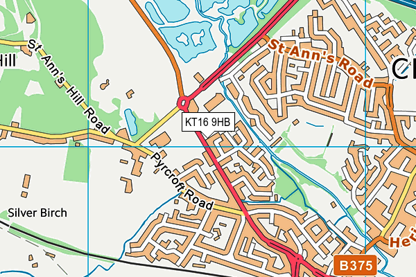 KT16 9HB map - OS VectorMap District (Ordnance Survey)