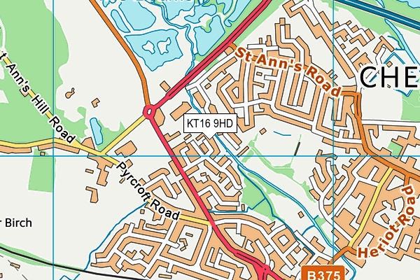 KT16 9HD map - OS VectorMap District (Ordnance Survey)
