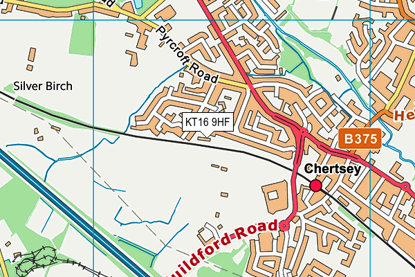 KT16 9HF map - OS VectorMap District (Ordnance Survey)