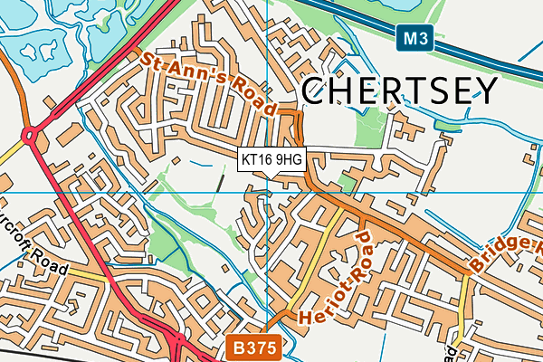 KT16 9HG map - OS VectorMap District (Ordnance Survey)