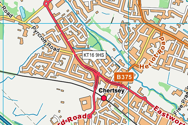 KT16 9HS map - OS VectorMap District (Ordnance Survey)