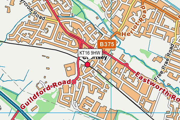 KT16 9HW map - OS VectorMap District (Ordnance Survey)