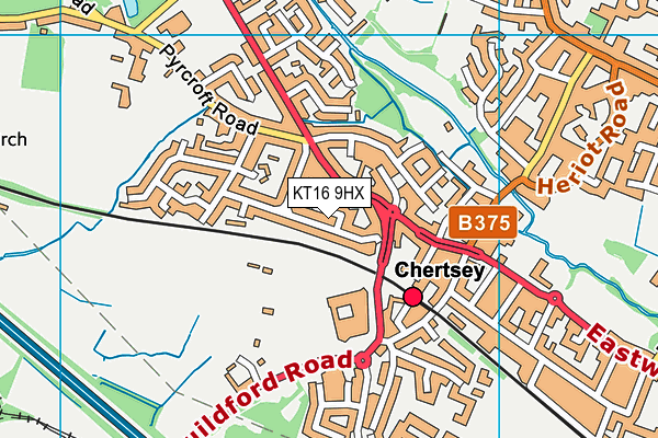 KT16 9HX map - OS VectorMap District (Ordnance Survey)