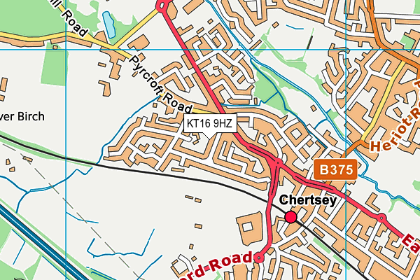KT16 9HZ map - OS VectorMap District (Ordnance Survey)