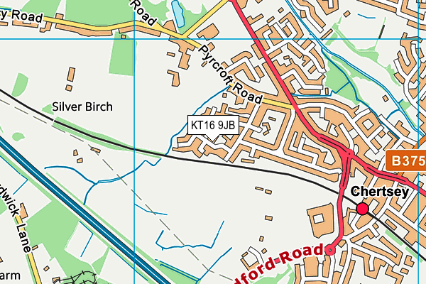 KT16 9JB map - OS VectorMap District (Ordnance Survey)