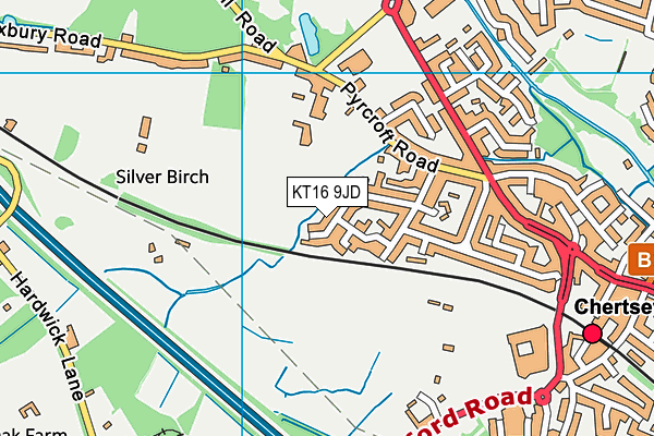 KT16 9JD map - OS VectorMap District (Ordnance Survey)