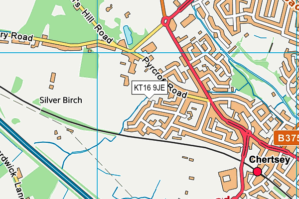 KT16 9JE map - OS VectorMap District (Ordnance Survey)