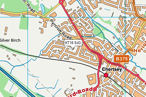 KT16 9JG map - OS VectorMap District (Ordnance Survey)