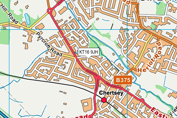 KT16 9JH map - OS VectorMap District (Ordnance Survey)